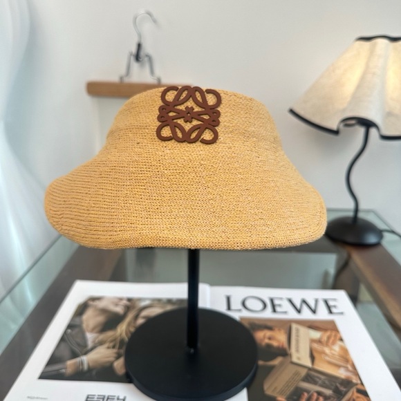 Meet the Posher Accessories - Loewe khaki-colored woven sun hat